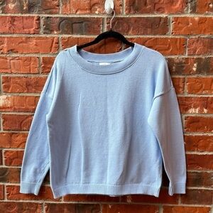 J. Jill Womens Small Blue Ribbed Knit Split Hem Boxy Sweater
